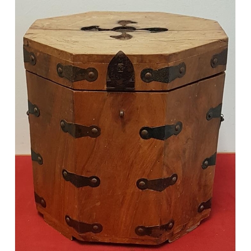 407 - Octagonal Wood and Metal Bound Box/Trunk - 13ins tall
