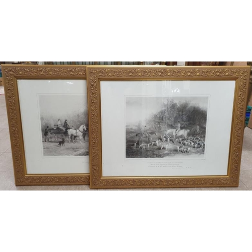 411 - Pair of Gilt Framed Hunting Scene Prints, c.37 x 29.5in
