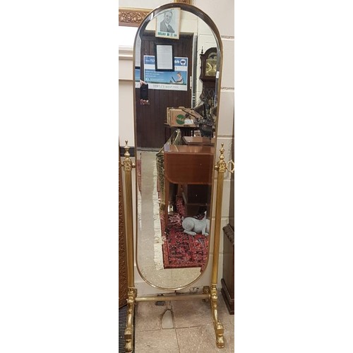 412 - Decorative Cast Brass Frame Cheval Mirror of neat proportions - 55.2 x 59ins