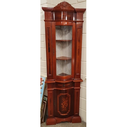 415 - Modern Bow Front Corner Display Cabinet, c.26in x 82in