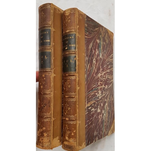 457 - Tone, William Theobald Wolfe. Memoirs of Theobald Wolfe Tone. London: 1827. 2 vols. Half Leather. Ni... 