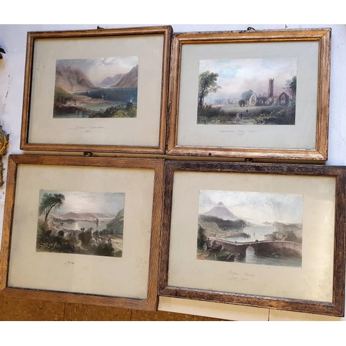 497 - Set of Four Irish Scene Prints - Leenane, Connemara 1834 Augustinian Abbey, Adare, 1834, Pontoon Bri... 