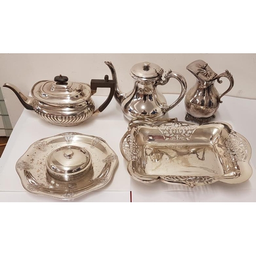 530 - Three Various Silver Plated Pots and Two Dishes