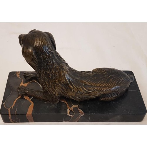 537 - Bronze Study of a Dog, on a marble base - c. 5ins tall
