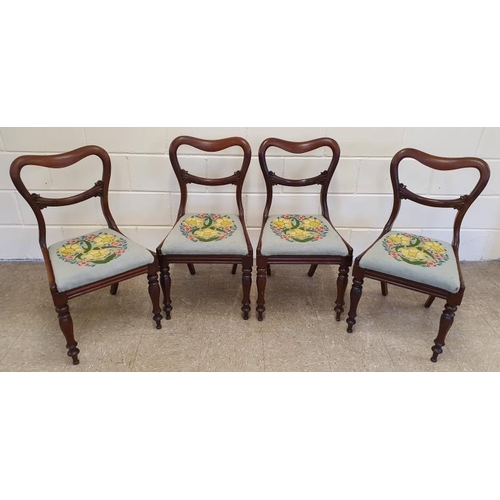 577 - Set of Four William IV Mahogany Dining Chairs with drop-in tapestry panel seats