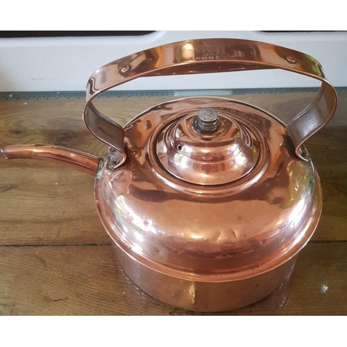 591 - Copper Kettle with Whistle - Patent 476219 - 9ins high