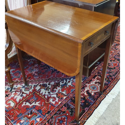 598 - Edwardian Inlaid Mahogany Pembroke Table of neat proportions, the top crossbanded with satinwood ove... 