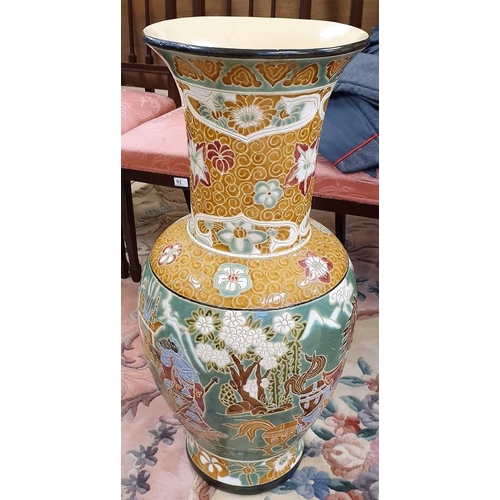 610 - Very Large Oriental Pattern Floor Vase , c.31.5in tall