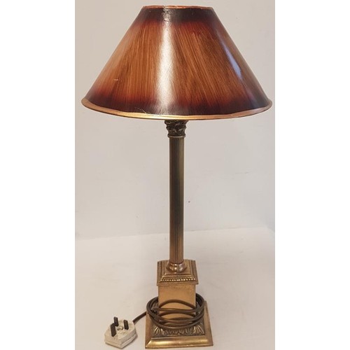 612 - Brass Column Table Lamp - 22ins tall