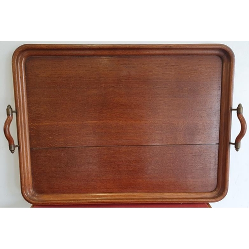 623 - Edwardian Oak and Brass Bound Serving Tray, c.26 x 19in
