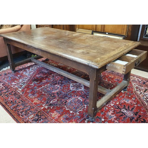 624 - Large and Traditional French Farmhouse Kitchen Table with end drawers and all raised om square legs ... 
