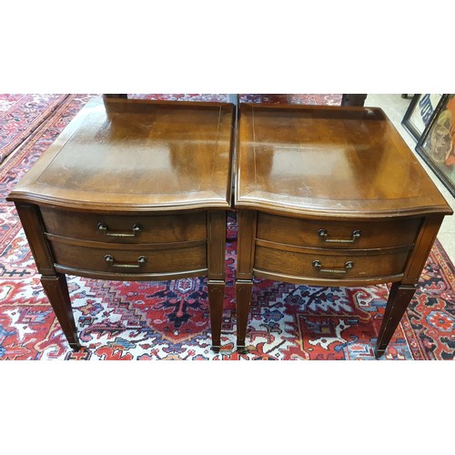 632 - Pair of Low Mahogany End Tables each with two drawers - 19 x 25.5 x 22ins