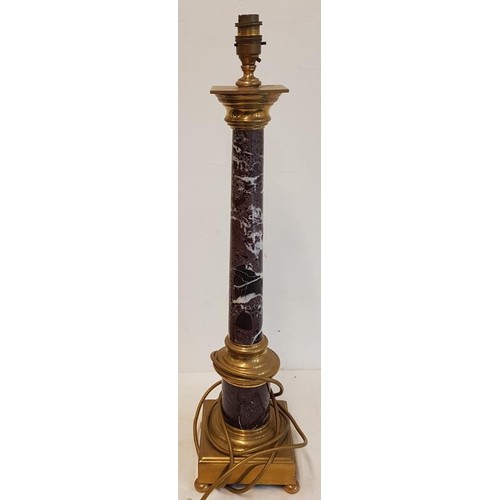 634 - Marble and Brass Corinthian Column Lamp Base - c. 25.5ins