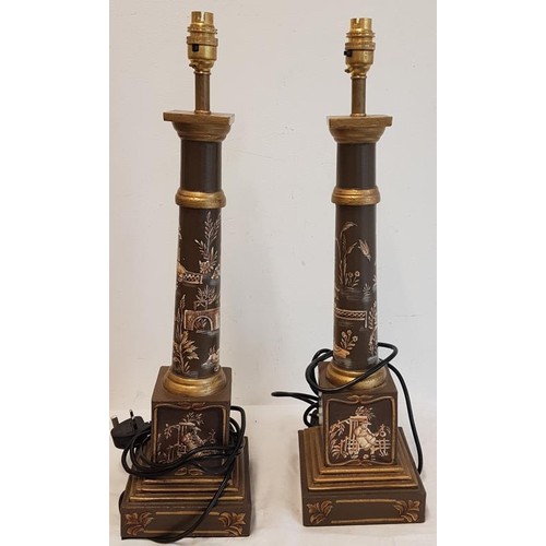 642 - Pair of Chinese Table Lamp Bases - c. 23.5ins