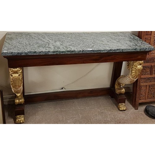 441 - Exceptional William IV Gilt Decorated Mahogany and Marble Consol Table - 54.5 x 21 x 35.5ins