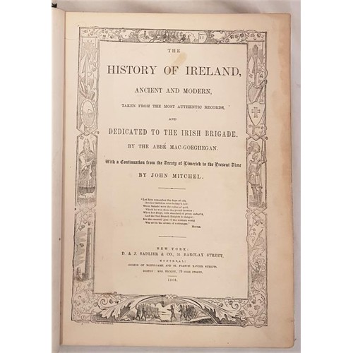 9 - History of Ireland by Abe Mac-Geoghan and John Mitchell, attractive binding, 1868 New York