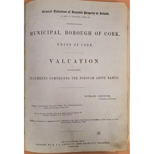 77 - Griffith's Valuations, Union of Cork 1852 - large bound volume