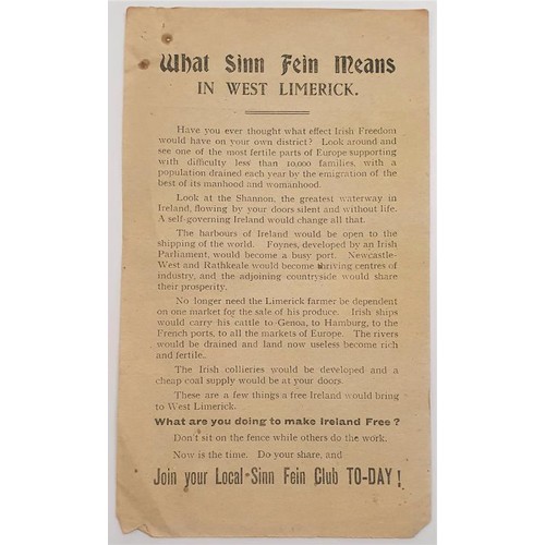 157 - What Sinn Fein Means in West Limerick. Circa 1918. Single page. rare survival