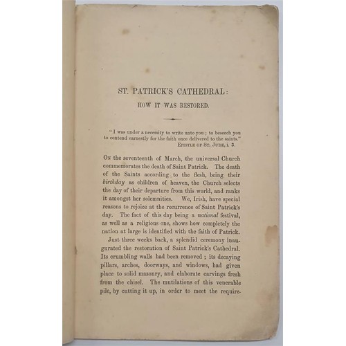 161 - St. Patrick’s Cathedral: How it was Restored. By a Catholic Layman. James Duffy. 1865. 32 pages. Dis... 