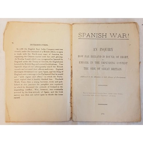 163 - Tone, Theobald Wolfe Tone – The Spanish War Grubby pamphlet, 20 pages, Dublin 1915.