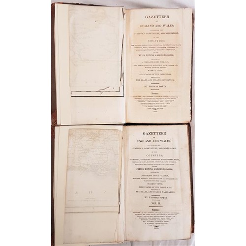 173 - T.Potts. Gazateer of England and Wales. 1810. 2 volumes. Large folding maps. Quarter calf.