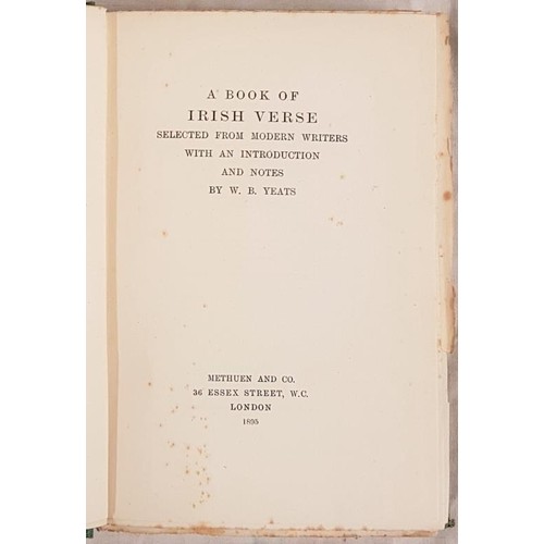 218 - A Book of Irish Verse. Selected from Modern Writers With an Introduction and Notes by W. B. Yeats. M... 