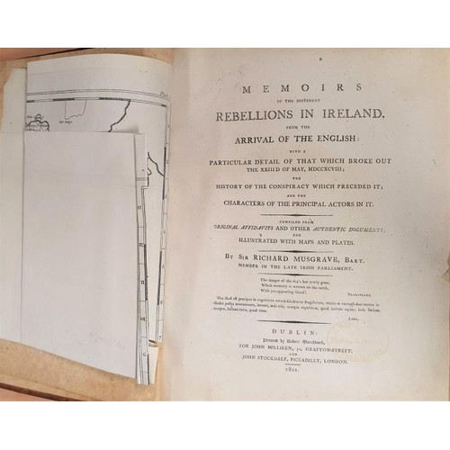 221 - Memoirs of the Different Rebellions in Ireland by Sir Richard Musgrave. Dublin 1801 with folding map... 