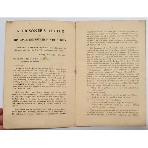 292 - The Bishops’ Pastoral. A Prisoner’s Letter to the Archbishop of Dublin. [1922] Proinnsias O’Gallchob... 
