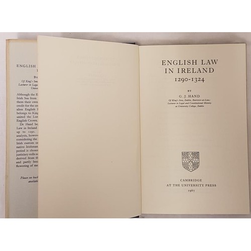 376 - Hand, Jeffrey – English Law in Ireland Cambridge University Press, 1967, a scholarly book.... 
