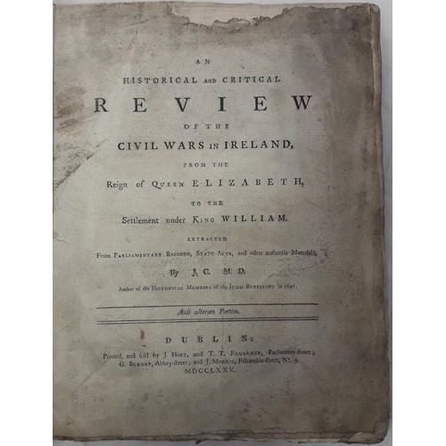 398 - 'Civil Wars in Ireland' by J. C. M. D. An historical and Critical Review of the Civil Wars in Irelan... 