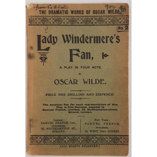 409 - Oscar Wilde. Lady Windemere’s Fan. C. 1904 with rare photo of original Stage Cast tipped in at rear.... 
