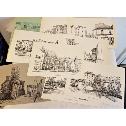 548 - Drawings of Cork, Michael O'Brien Portfolio with 10 drawings a map and a booklet