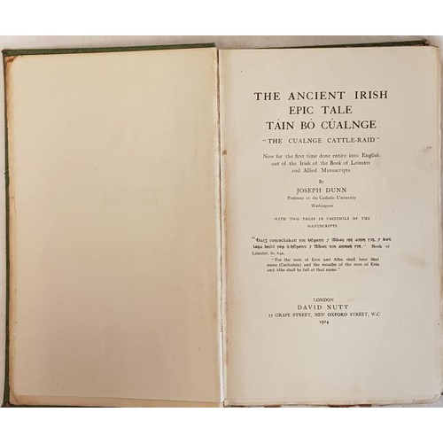 578 - The Ancient Irish Epic Tale-Tain Bo Cualngne (the Cualnge cattle raid) by Joseph Dunn,translated int... 