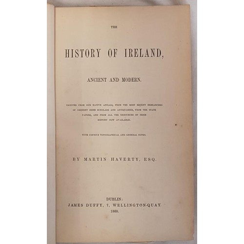 632 - History of Ireland Ancient and Modern by Martin Haverty, published by James Duffy 1859, leather spin... 