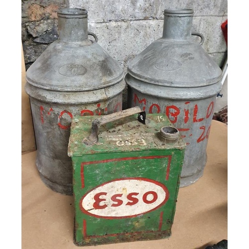 34 - Pair of Mobiloil Drums and an Esso Oil Can