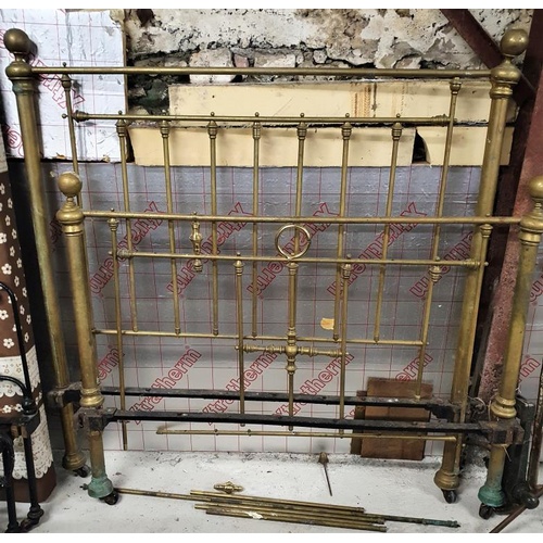 37 - Victorian Brass 4ft6in Bed Frame (A/F)