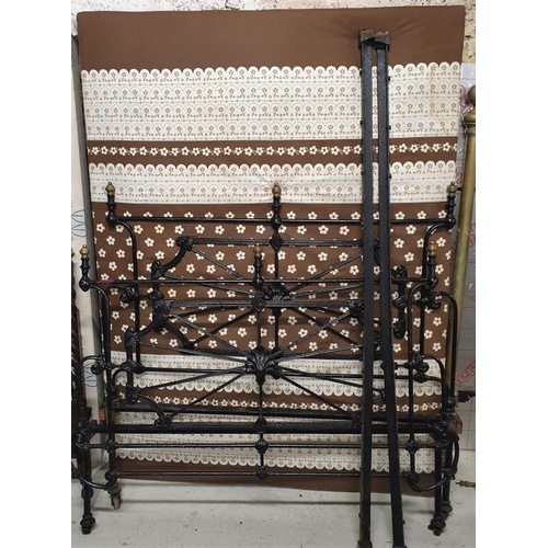 40 - Victorian Brass and Iron 4ft6in Bed Frame with side rails and base