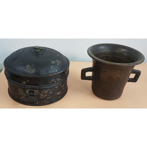 123 - Georgian Spice Box and Antique Bronze Mortar