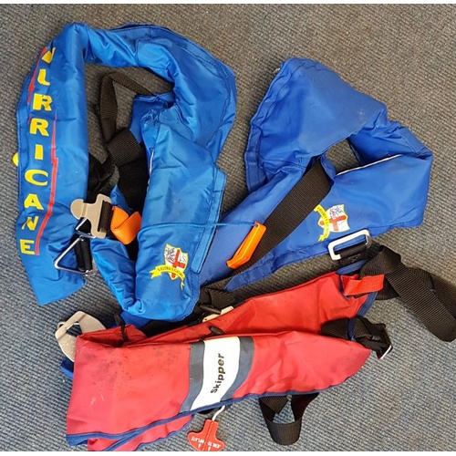 128 - 3 x Manual Inflatable Adult Life Jackets with CO2 Cylinders