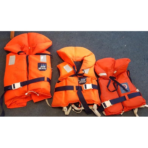 129 - Three Life Jackets (1 x Adult Size M, 1 x Adult Size S and 1 x Child Size)