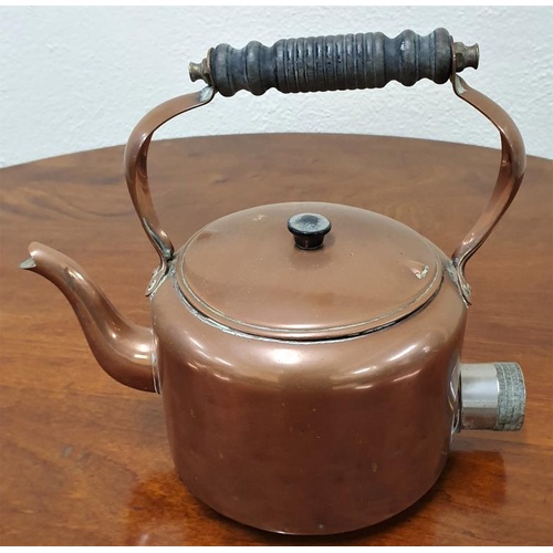 135 - Traditional Copper Kettle with turned wooden handle