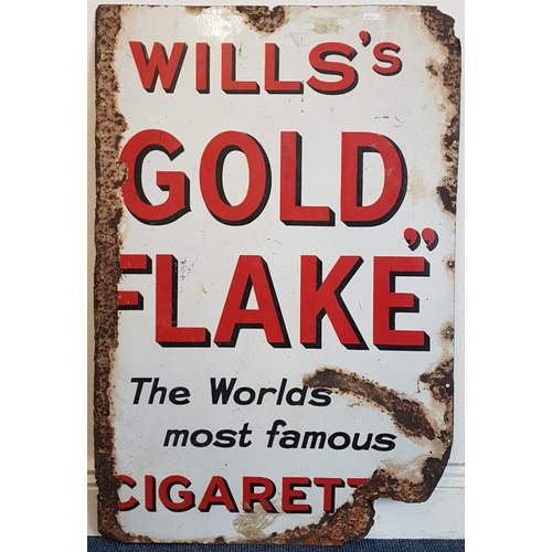 176 - Wills's Gold Flake Cigarettes Enamel Advertising Sign, c.23 x 34in