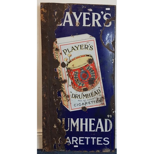 177 - Player's Drumhead Cigarettes Enamel Advertising Sign, c.18 x 36in