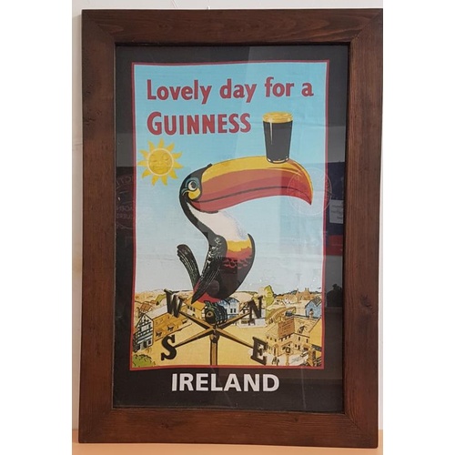 181 - Framed Linen Guinness Advertisement - c. 21.5 x 31.5ins