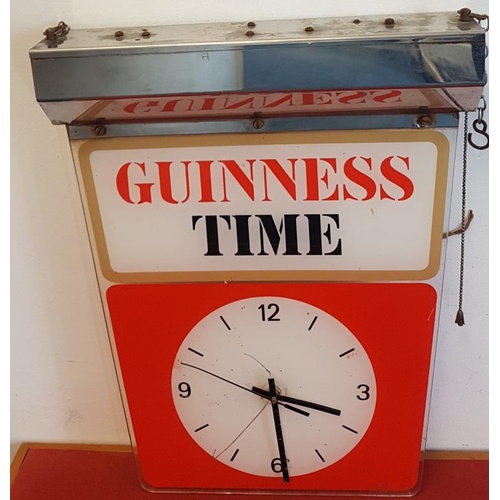 197 - Original Guinness Time Hanging Pub Clock (originally mains - now battery), c.13.5 x 17in