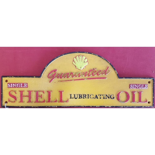 204 - Large Cast Iron Shell Oil Advertising Sign, c.19 x 7in
