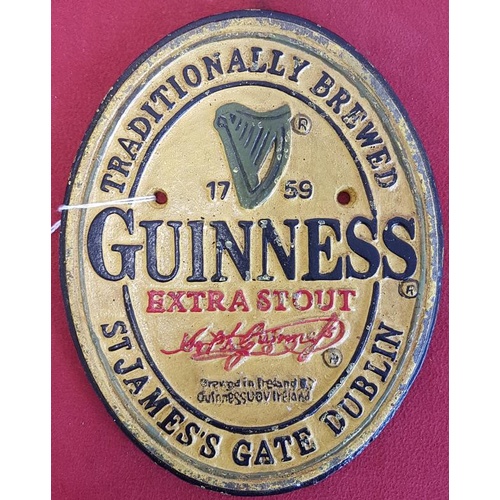207 - Small Cast Iron Guinness Oval Sign, c.6 x 8in