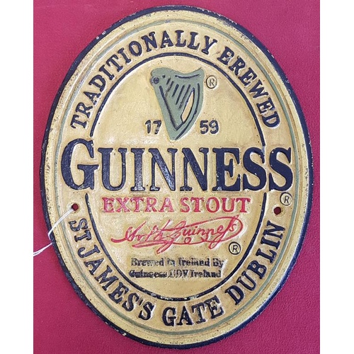 211 - Large Guinness Cast Iron Oval Sign, c.8.75 x 11in