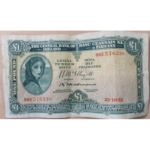 240 - Ireland - Lady Lavery £1 Note, 25.10.55