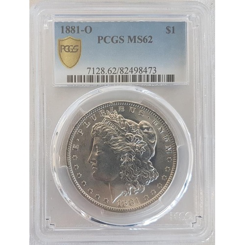 258 - 1881 O'Morgan Silver Dollar - Grade MS62